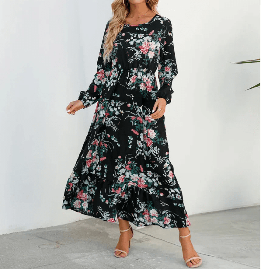 Miss | Jurk Dames Maxi Zomer Bloemenprint - Viscose - Miss Madera MIS-2108LO