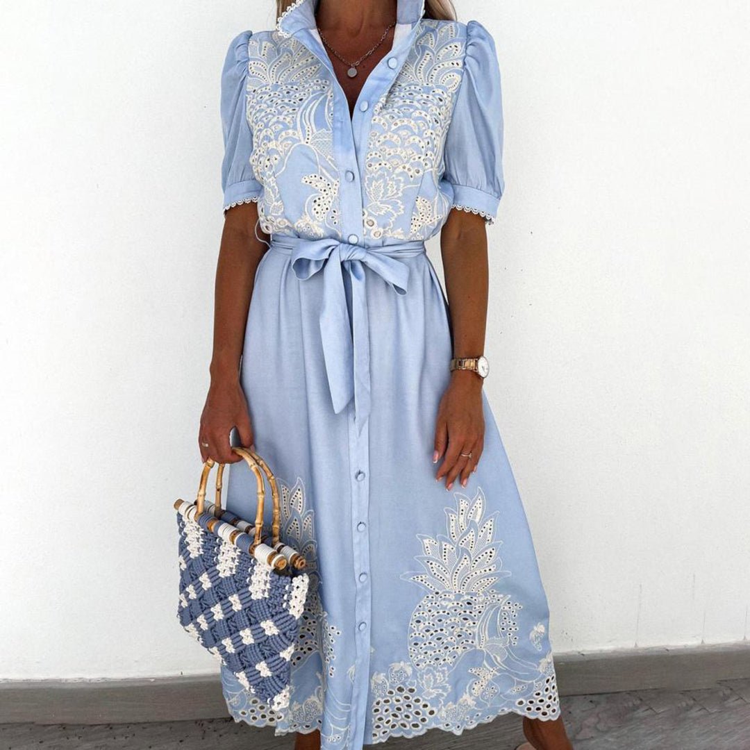 Miss | Jurk Dames Maxi Zomer Borduurwerk - Viscose - Miss Madera MIS-QLEMB4