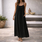 Miss | Jurk Dames Maxi Zomer Spaghettibandjes - Linnen - Miss Madera MIS-94E8U5