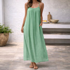 Miss | Jurk Dames Maxi Zomer Spaghettibandjes - Linnen - Miss Madera MIS-NXLSBL