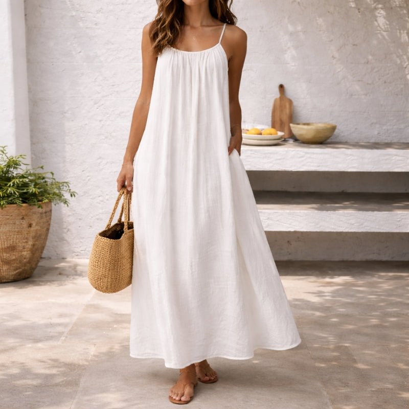 Miss | Jurk Dames Maxi Zomer Spaghettibandjes - Linnen - Miss Madera MIS-OWUMGB