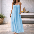 Miss | Jurk Dames Maxi Zomer Spaghettibandjes - Linnen - Miss Madera MIS-TG8VV5