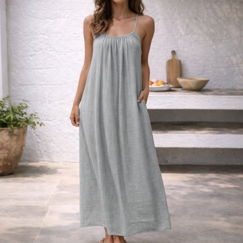 Miss | Jurk Dames Maxi Zomer Spaghettibandjes - Linnen - Miss Madera MIS-7Z9Z8C