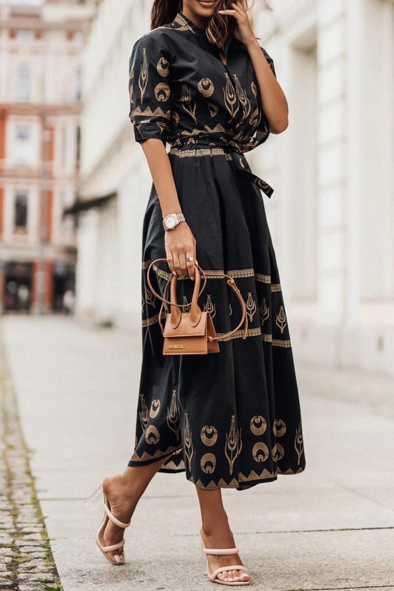 Miss | Jurk Dames Midi A-lijn Boho Print - Viscose - Miss Madera MIS-5MVCEF