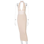 Miss | Jurk Dames Midi Backless - Gebreid - Miss Madera MIS-6B1872