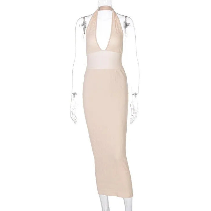 Miss | Jurk Dames Midi Backless - Gebreid - Miss Madera MIS-6B1872