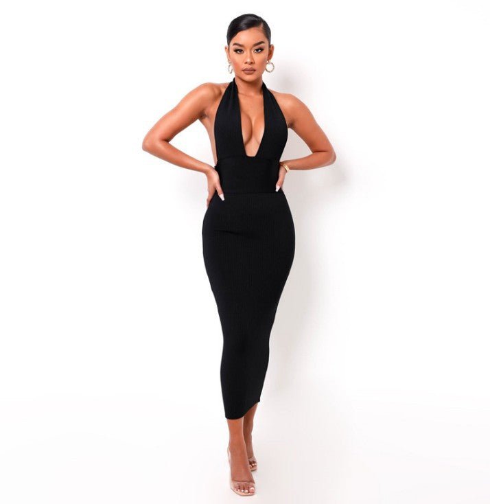 Miss | Jurk Dames Midi Backless - Gebreid - Miss Madera MIS-BC0A76