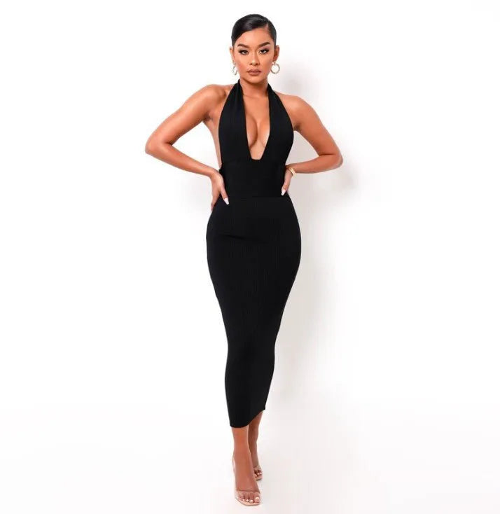 Miss | Jurk Dames Midi Backless - Gebreid - Miss Madera MIS-BC0A76