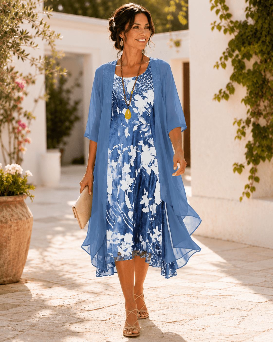 Miss | Jurk Dames Midi Bloemenprint - Chiffon - Miss Madera MIS-R6M33Z