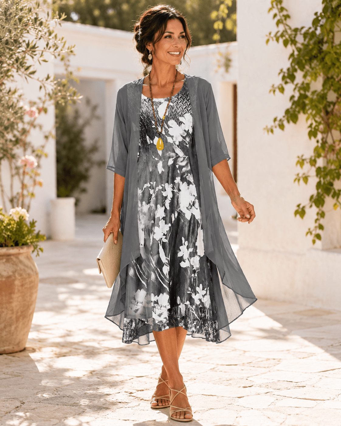 Miss | Jurk Dames Midi Bloemenprint - Chiffon - Miss Madera MIS-SNTOQT