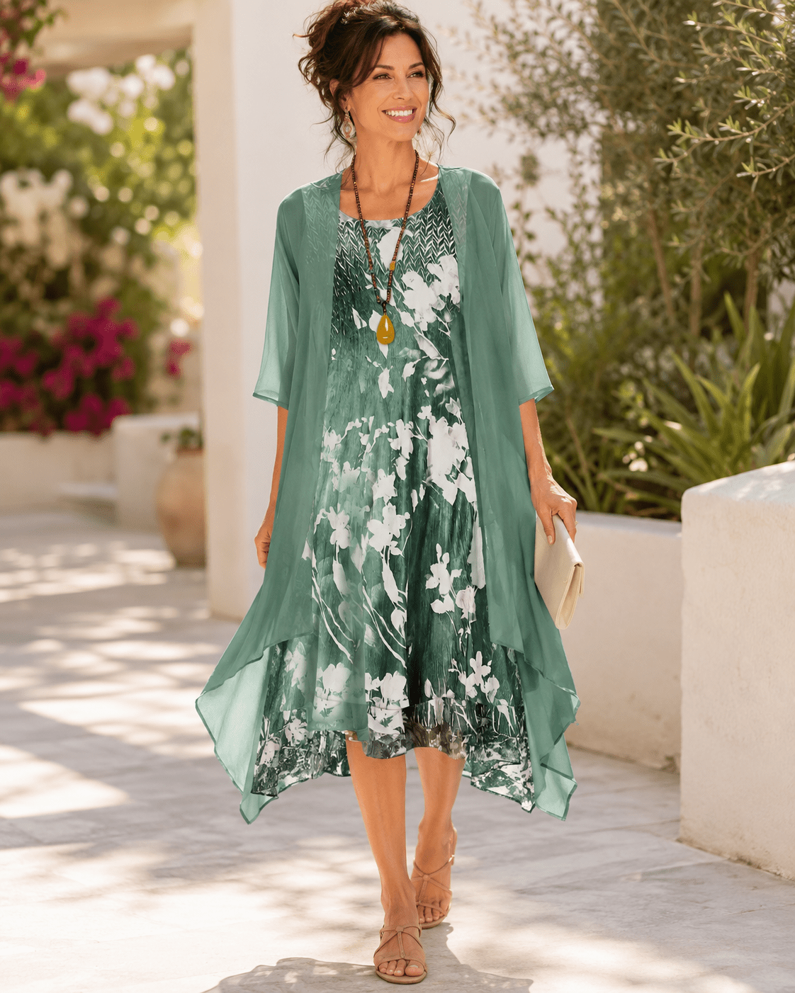 Miss | Jurk Dames Midi Bloemenprint - Chiffon - Miss Madera MIS-A5AMNF