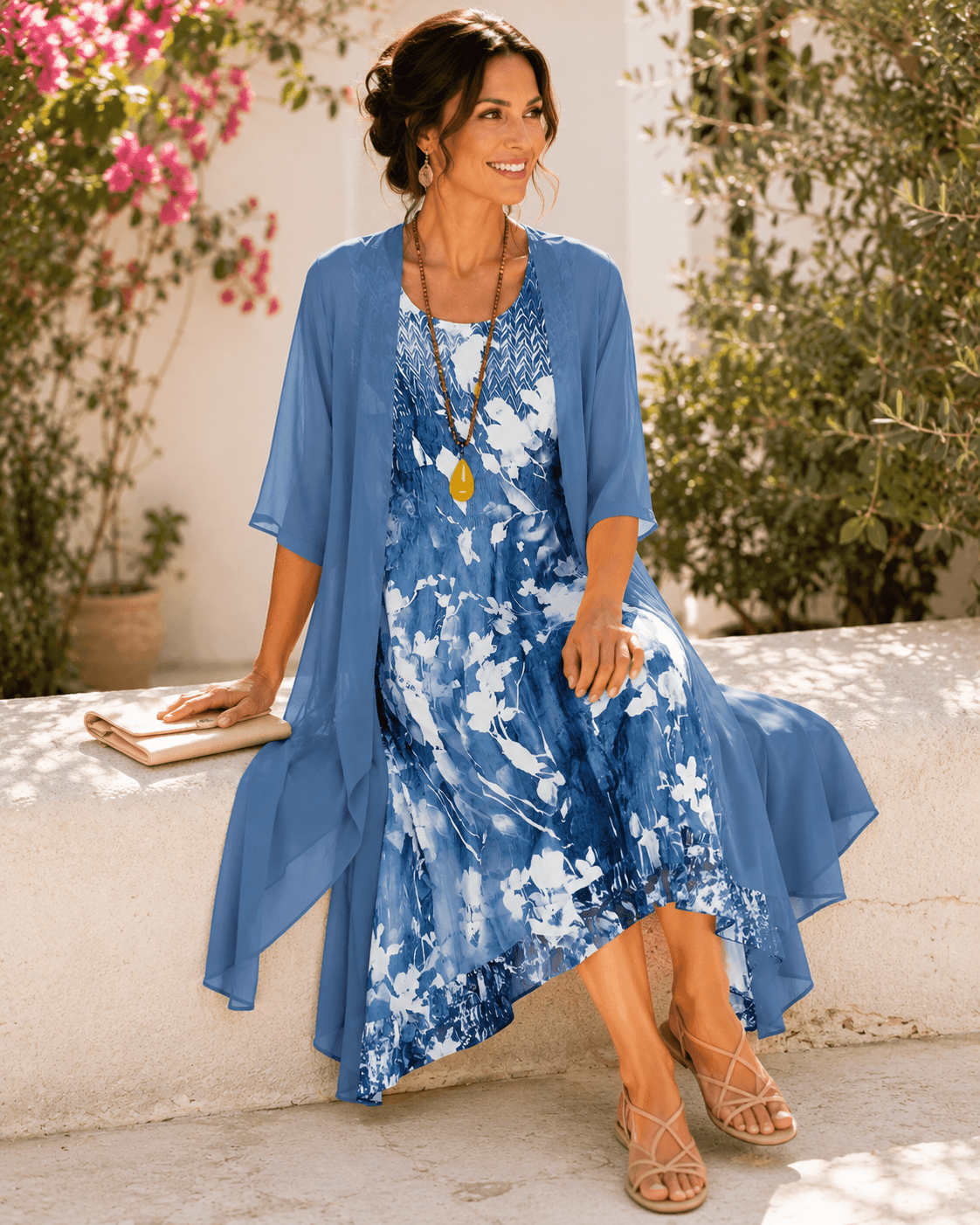 Miss | Jurk Dames Midi Bloemenprint - Chiffon - Miss Madera MIS-R6M33Z