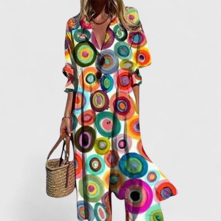 Miss | Jurk Dames Midi Bloemenprint Knopen - Katoen - Miss Madera MIS-8XYGH6
