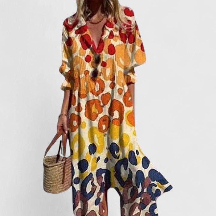 Miss | Jurk Dames Midi Bloemenprint Knopen - Katoen - Miss Madera MIS-MVMRT9