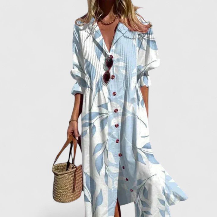 Miss | Jurk Dames Midi Bloemenprint Knopen - Katoen - Miss Madera MIS-G7BAJZ