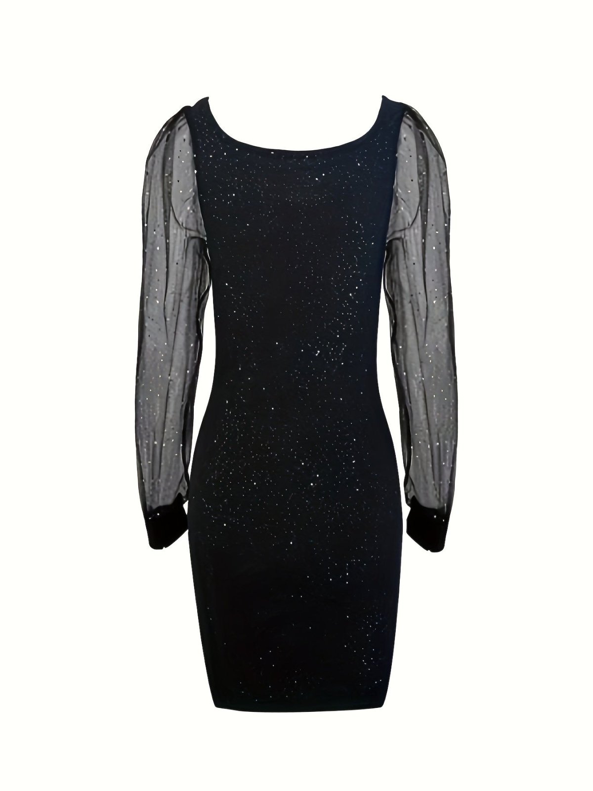 Miss | Jurk Dames Midi Bodycon Glitter Transparante Mouwen - Polyester - Miss Madera MIS-MB303R