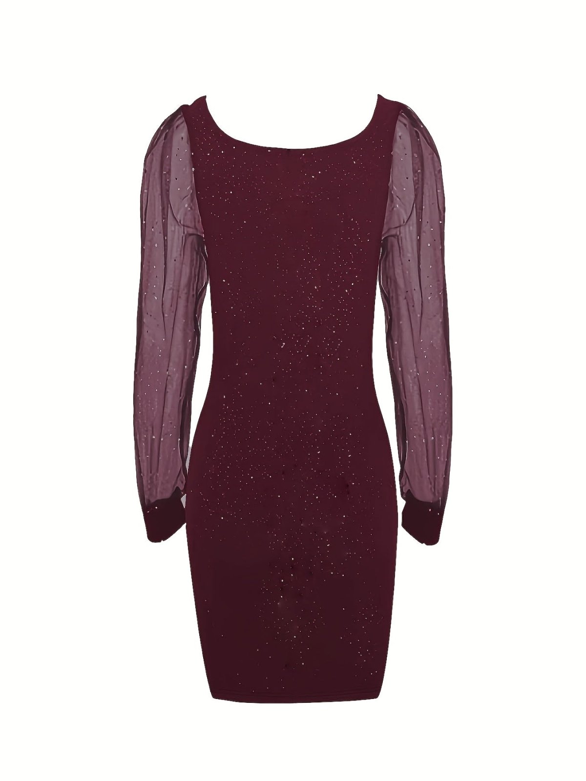 Miss | Jurk Dames Midi Bodycon Glitter Transparante Mouwen - Polyester - Miss Madera MIS-MB303R