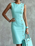 Miss | Jurk Dames Midi Bodycon Katoen-mix - Sky Blue - Miss Madera MIS-LMWKXG