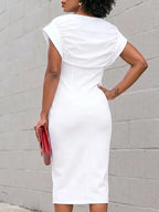 Miss | Jurk Dames Midi Bodycon Katoenblend - Wit - Miss Madera MIS-BL0FQG