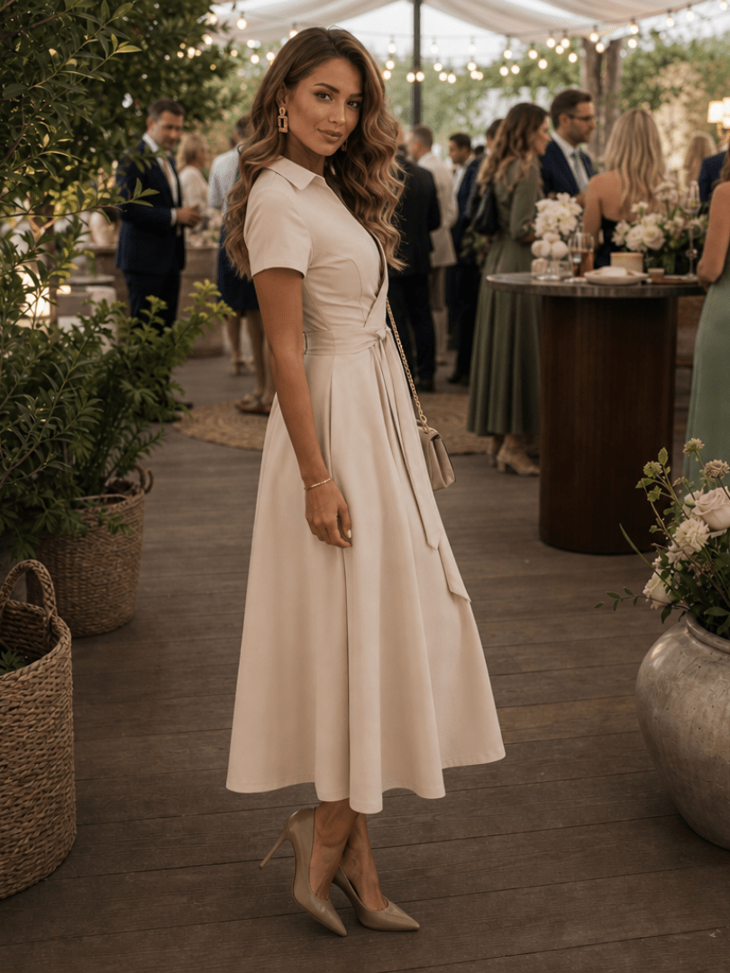 Miss | Jurk Dames Midi Casual - Katoen - Miss Madera MIS-5E6FB0