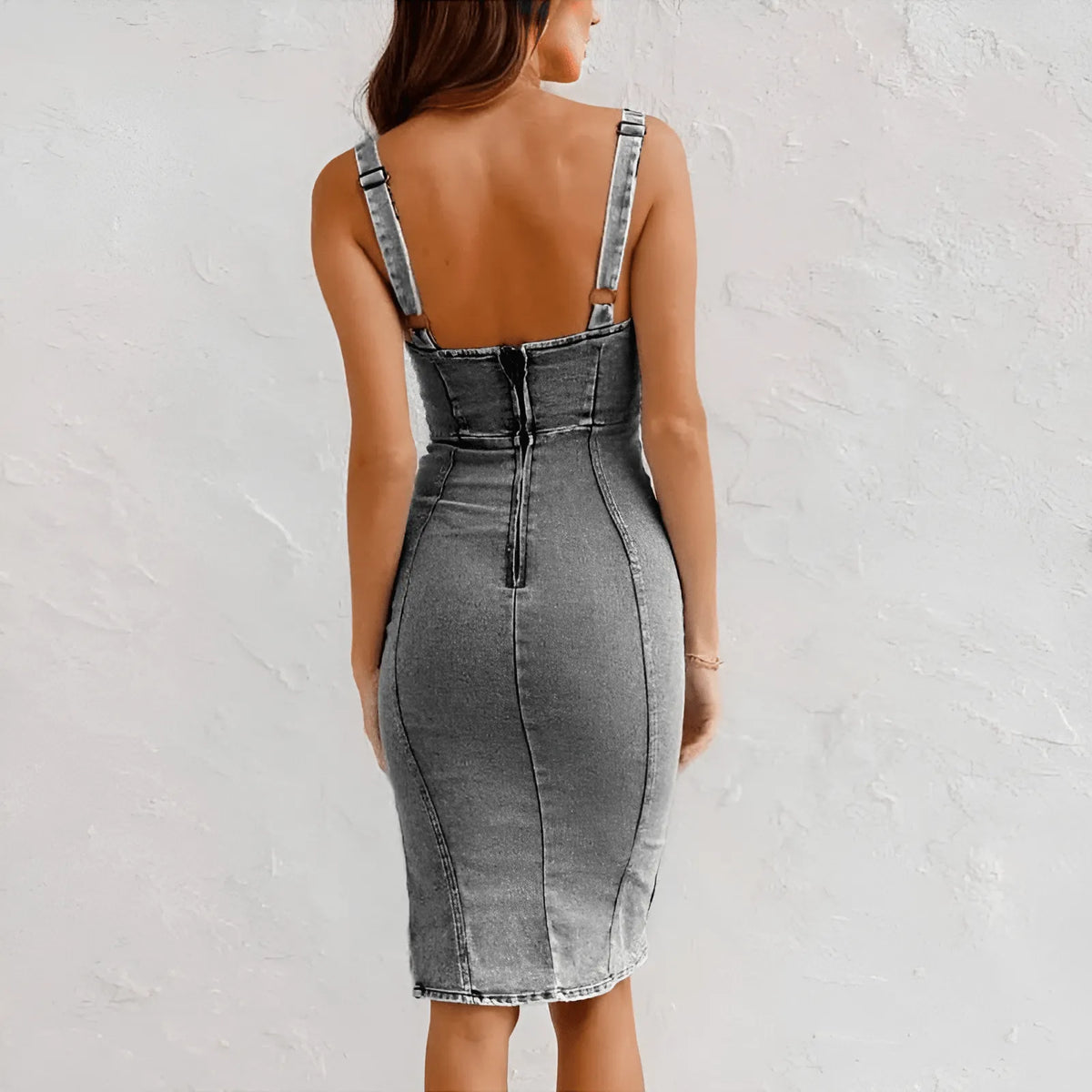 Miss | Jurk Dames Midi - Denim - Miss Madera MIS-B5EDA1