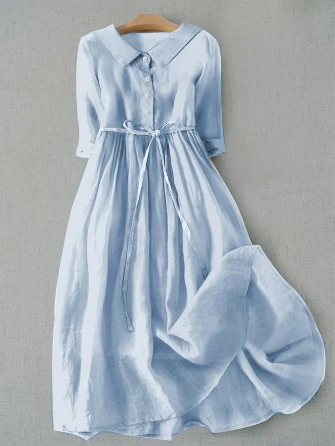 Miss | Jurk Dames Midi Elegant - Katoen-Linnen - Miss Madera MIS-741529