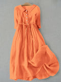 Miss | Jurk Dames Midi Elegant - Katoen-Linnen - Miss Madera MIS-EACDFB