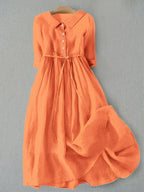 Miss | Jurk Dames Midi Elegant - Katoen-Linnen - Miss Madera MIS-EACDFB