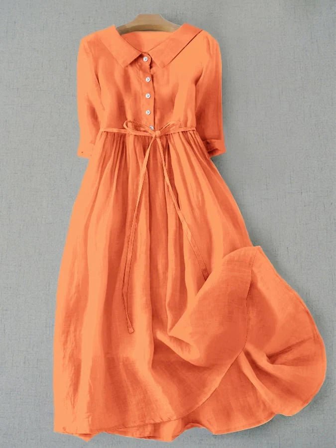 Miss | Jurk Dames Midi Elegant - Katoen-Linnen - Miss Madera MIS-EACDFB