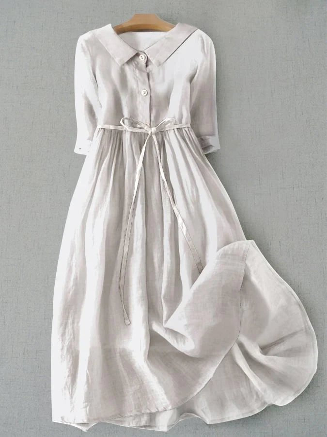 Miss | Jurk Dames Midi Elegant - Katoen-Linnen - Miss Madera MIS-7928A5