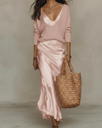 Miss | Jurk Dames Midi Elegant Set - Satijn - Miss Madera MIS-Z35J8K