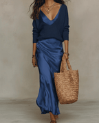 Miss | Jurk Dames Midi Elegant Set - Satijn - Miss Madera MIS-XSFVHK