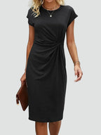 Miss | Jurk Dames Midi Fitted Ruched Knot - Viscose - Miss Madera MIS-ON0K4U