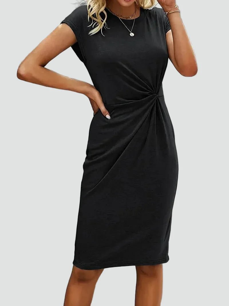 Miss | Jurk Dames Midi Fitted Ruched Knot - Viscose - Miss Madera MIS-ON0K4U
