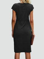 Miss | Jurk Dames Midi Fitted Ruched Knot - Viscose - Miss Madera MIS-ON0K4U