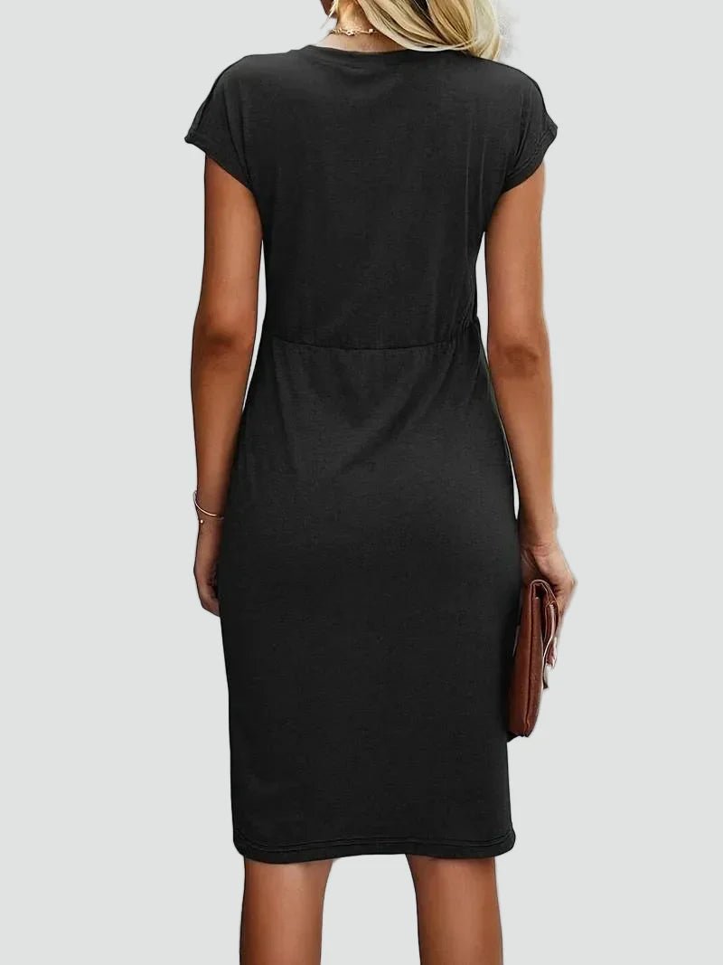 Miss | Jurk Dames Midi Fitted Ruched Knot - Viscose - Miss Madera MIS-ON0K4U