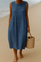 Miss | Jurk Dames Midi Mouwloos Elegant - Polyester - Miss Madera MIS-E8E8B4