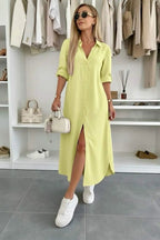 Miss | Jurk Dames Midi Oversized - Katoen - Miss Madera MIS-E04D5F