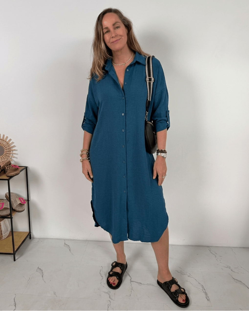 Miss | Jurk Dames Midi Oversized - Katoen - Miss Madera