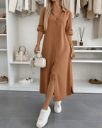 Miss | Jurk Dames Midi Oversized - Katoen - Miss Madera