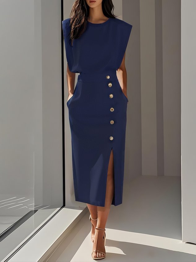 Miss | Jurk Dames Midi Relaxed - Polyester - Miss Madera MIS-00467F