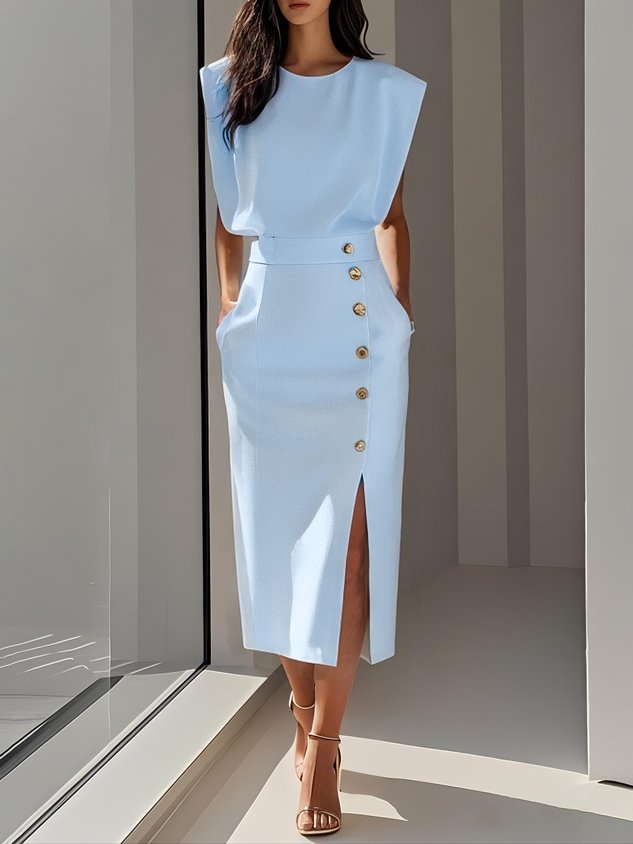 Miss | Jurk Dames Midi Relaxed - Polyester - Miss Madera MIS-D07A41