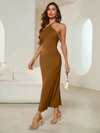 Miss | Jurk Dames Midi Spaghettibandjes - Satijn - Miss Madera MIS-59087D