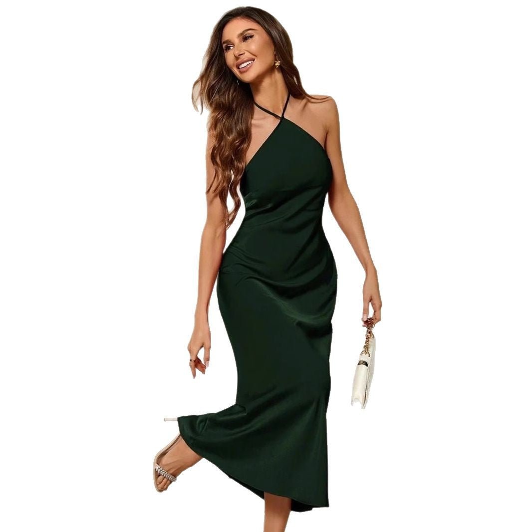 Miss | Jurk Dames Midi Spaghettibandjes - Satijn - Miss Madera MIS-883B92