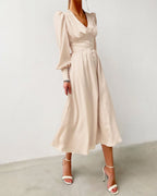 Miss | Jurk Dames Midi V-hals Knoopsluiting - Viscose - Miss Madera MIS-Y9V9HR