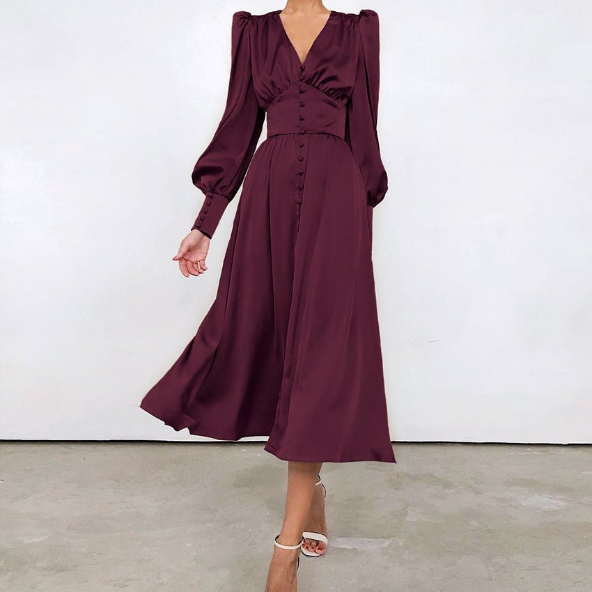 Miss | Jurk Dames Midi V-hals Knoopsluiting - Viscose - Miss Madera MIS-XE3GQ9