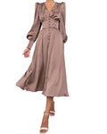 Miss | Jurk Dames Midi V-hals Knoopsluiting - Viscose - Miss Madera MIS-Y9V9HR