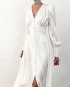 Miss | Jurk Dames Midi V-hals Knoopsluiting - Viscose - Miss Madera MIS-O1A46O