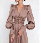 Miss | Jurk Dames Midi V-hals Knoopsluiting - Viscose - Miss Madera MIS-Y9V9HR