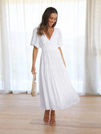 Miss | Jurk Dames Midi V-hals Pofmouwen - Chiffon - Miss Madera MIS-66C1CB